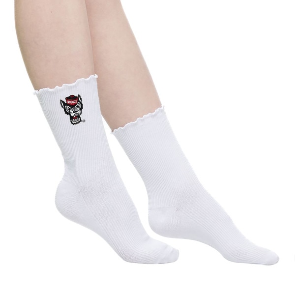 White Ladies Lettuce Hem Socks - Wo